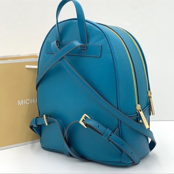 Michael Kors Adina Medium Backpack Leather Lagoon - Picture 3 of 16
